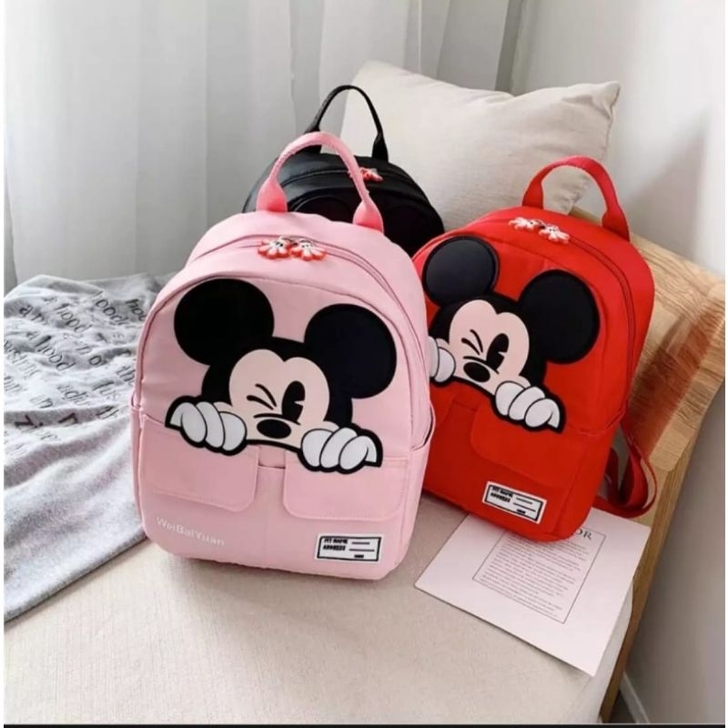 Promo spesial tas dapat 5 pcs harga murah tas ransel mickey mouse/Totebag/tas hp/waistbag/selempang grosir