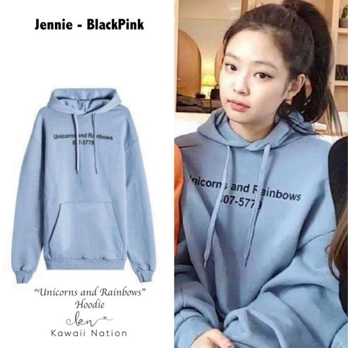 HOODIE &quot;UNICORN AND RAINBOW&quot; JENNIE BLACKPINK