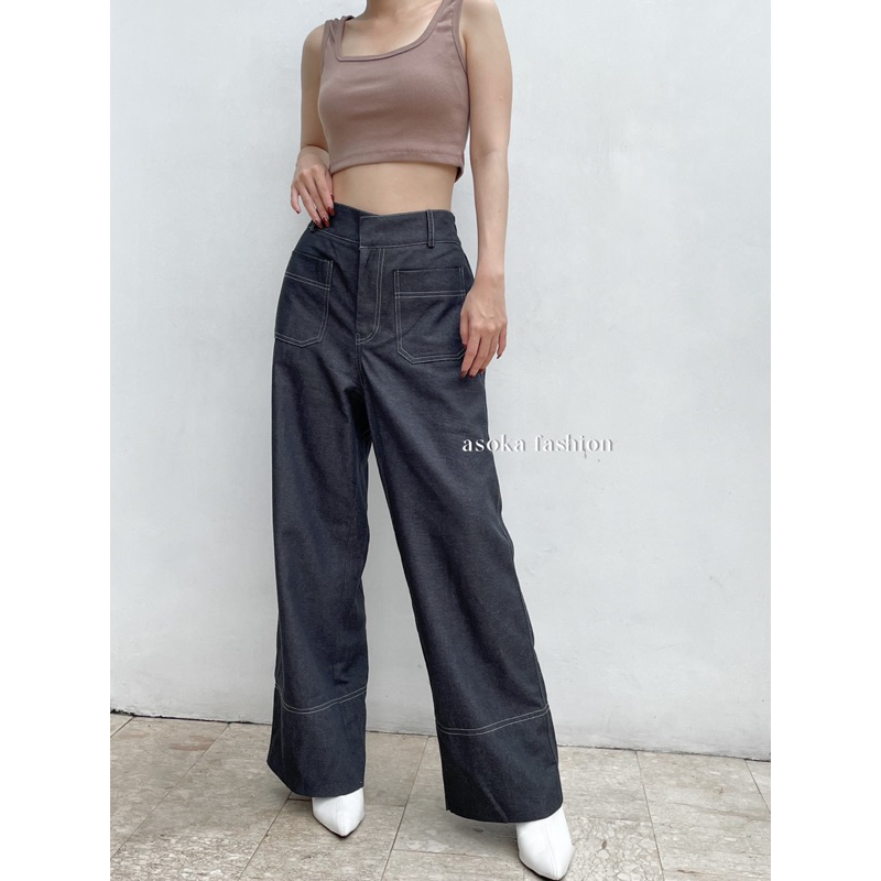 ASOKA Dawsen Pants 2162 - Cullote Pocket - Wide Leg - High Waist Pants