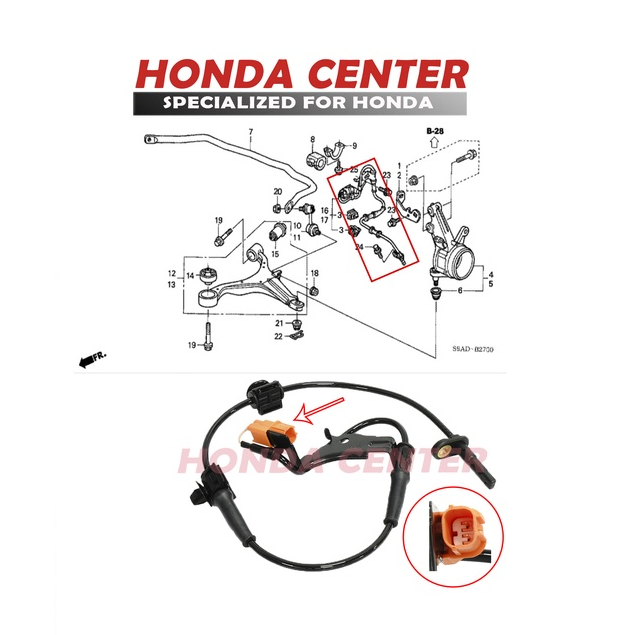 sensor kabel abs depan kanan honda crv RD gen2 2002 2003 2004 2005 2006