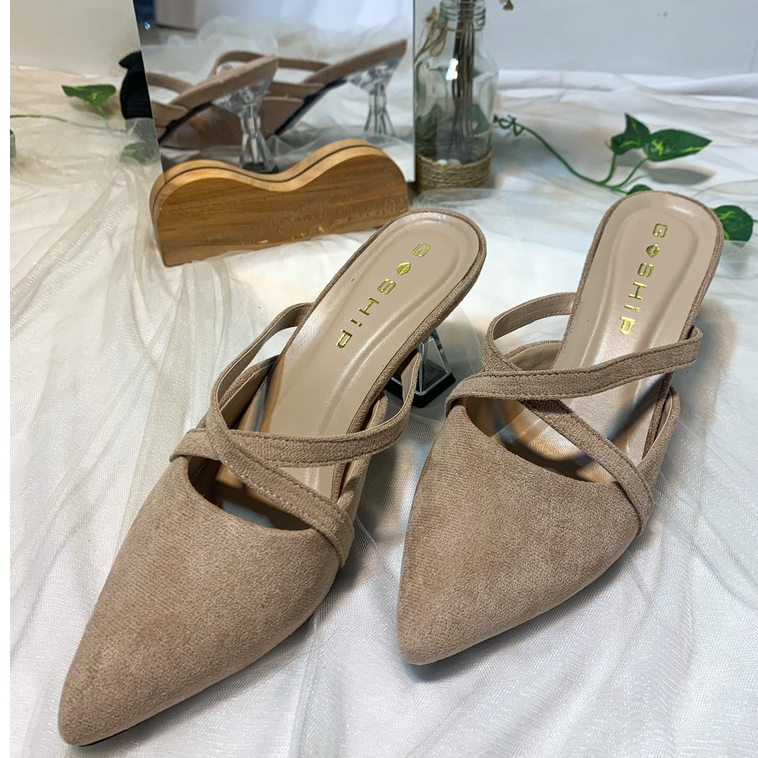 EMERALD CAROLINE BELVA SANDAL MULES HAK KACA  WANITA PREMIUM ABD-06