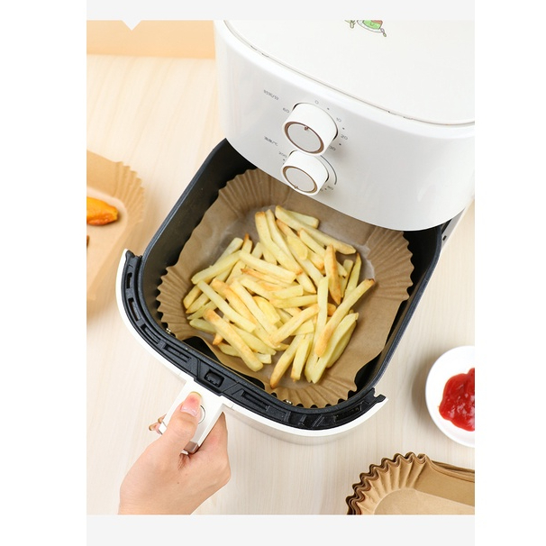 Airfryer Paper Disposable Fryer Kertas Airfyer Anti Lengket & Minyak Putih dan Coklat KOTAK 50Pcs