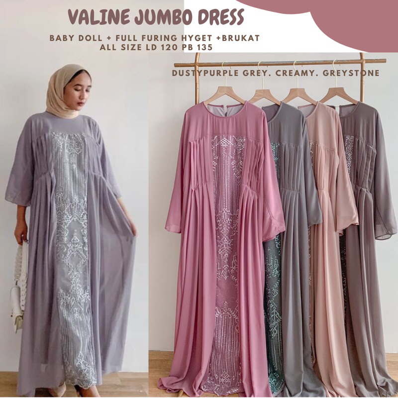 Valine Brukat Jumbo Dress Ld 120/Dress Kondangan Brukat/Dress Tille/Dress Pesta/Dress Lebaran/Dress Remaja