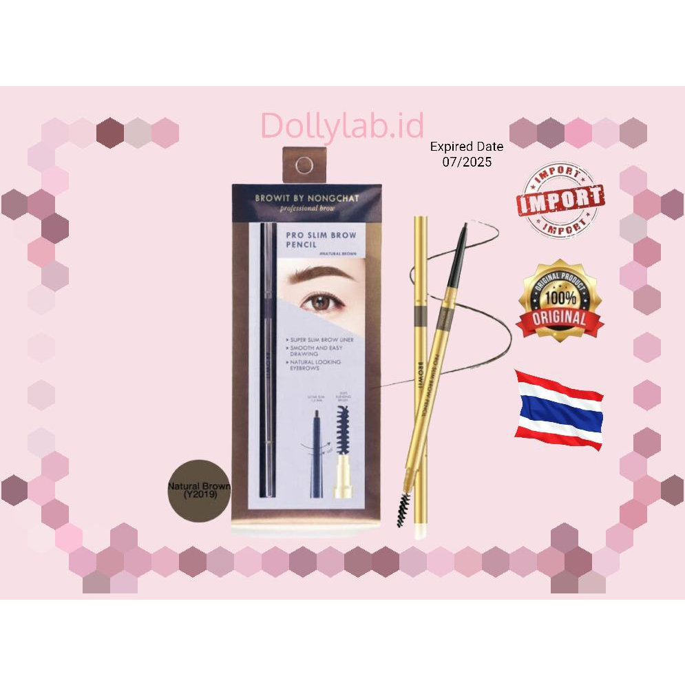 BROWIT BY NONGCHAT Pro Slim Brow Pencil 100% ORIGINAL THAILAND