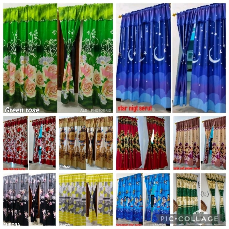 Gorden serut / gorden pintu dan jendela serut motif terbaru / Gorden Pintu Serut Ukuran 100x200cm