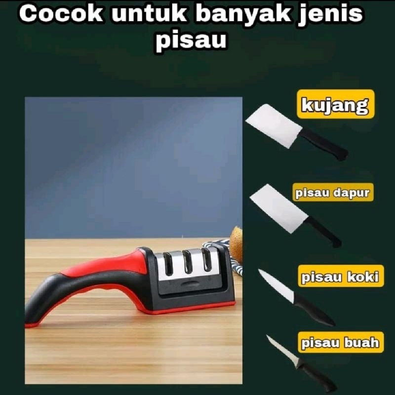 Alat pengasah pisau gunting 3 slot kepala triple head slot knife knive