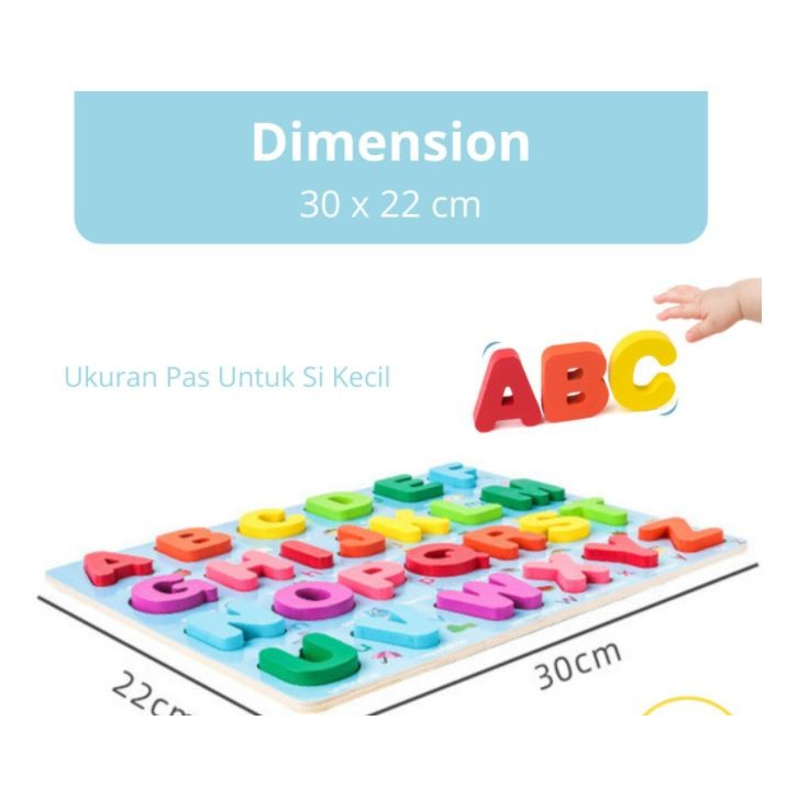 Puzzle Kayu Anak ABC 123 - Chunky Puzzle Pastel - Wooden Puzzle 3D - Puzzle Geometri