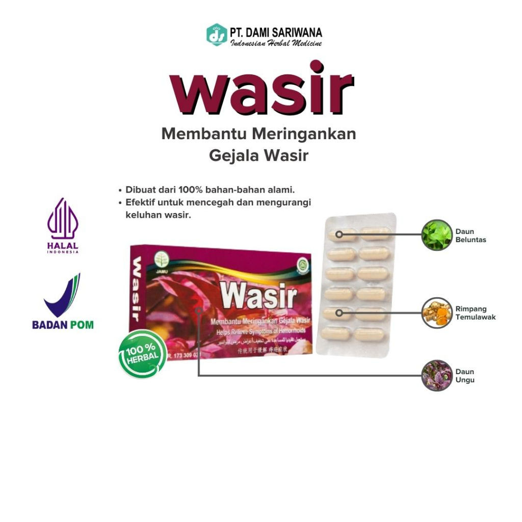Jamu Herbal WASIR 12 Kapsul Meringankan Wasir