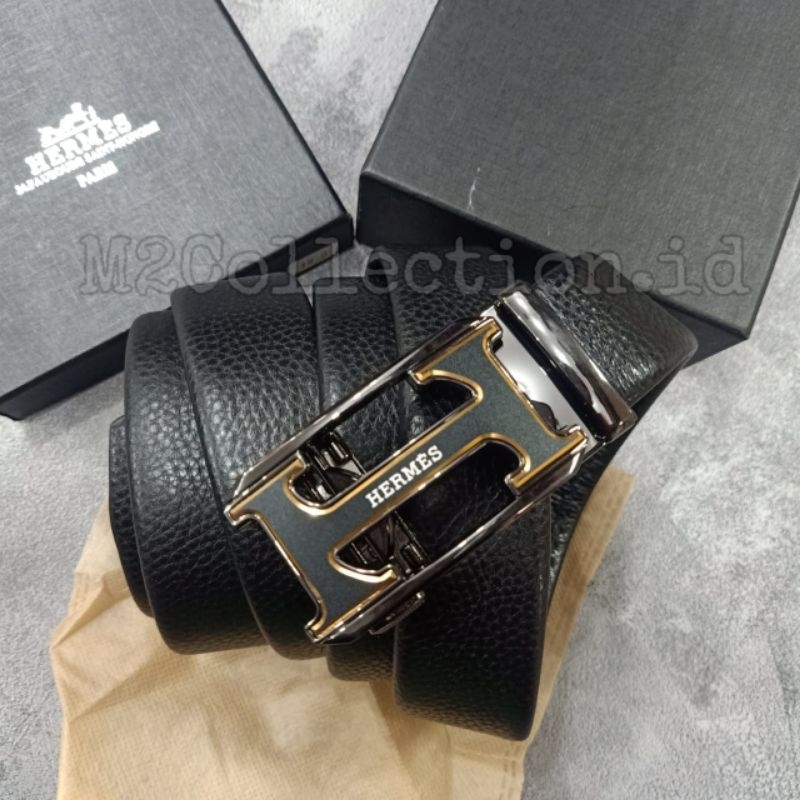 Ikat Pinggang HMS Rel Leather Belt Gesper Kulit Asli Premium Qiality