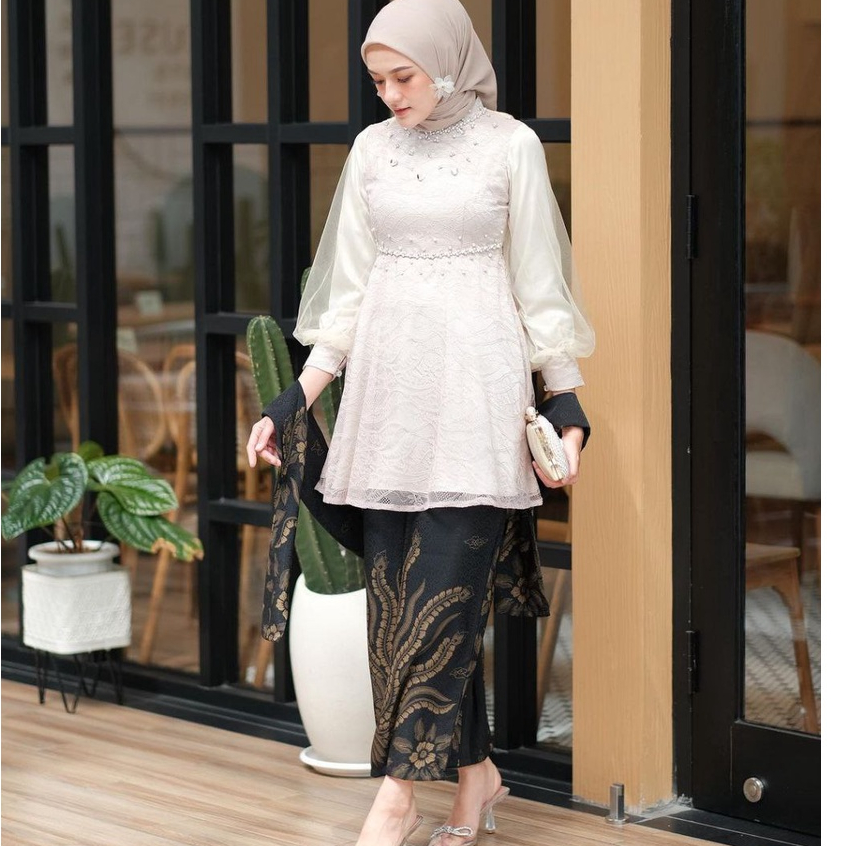 New Arrival - Set kebaya brokat Mix payet mutiara Premium terbaru Kebaya wisuda modern lamaran Tunangan kekinian Outfit Seragam Kebaya Bridesmaid