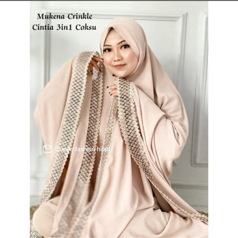 Mukena Dewasa 3 In 1 Mukena Lesti Crinkle Airflow Premium 3 In 1 Jumbo Dewasa Mukena