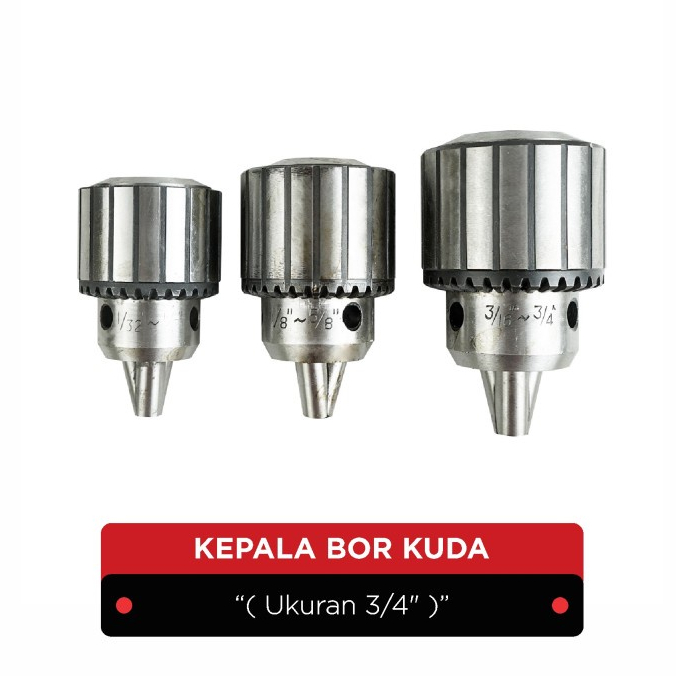 Kepala Bor Duduk Cap Kuda ( Ukuran 3/4&quot; ) Tanpa Drat