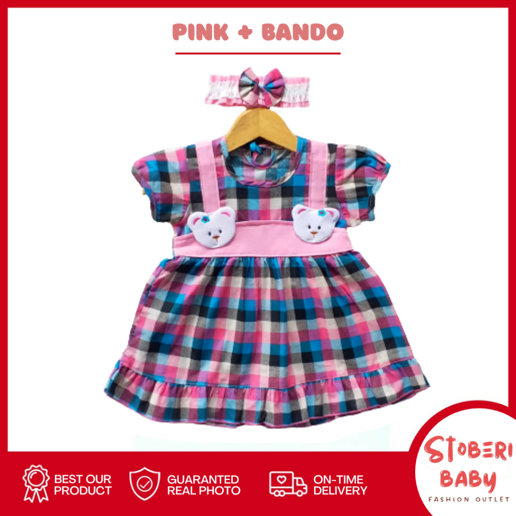 stoberi baby - (EXCLUSIVE ON STOBERI BABY) Dress Bayi Motif Animal Lucu Baju Bayi Perempuan / QIU2 SQUARE BEAR