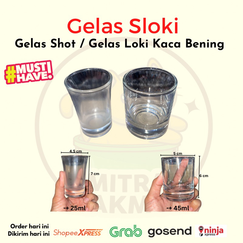 Gelas Sloki Kaca Bening / Shot Glass Gelas Shot Gelas Loki