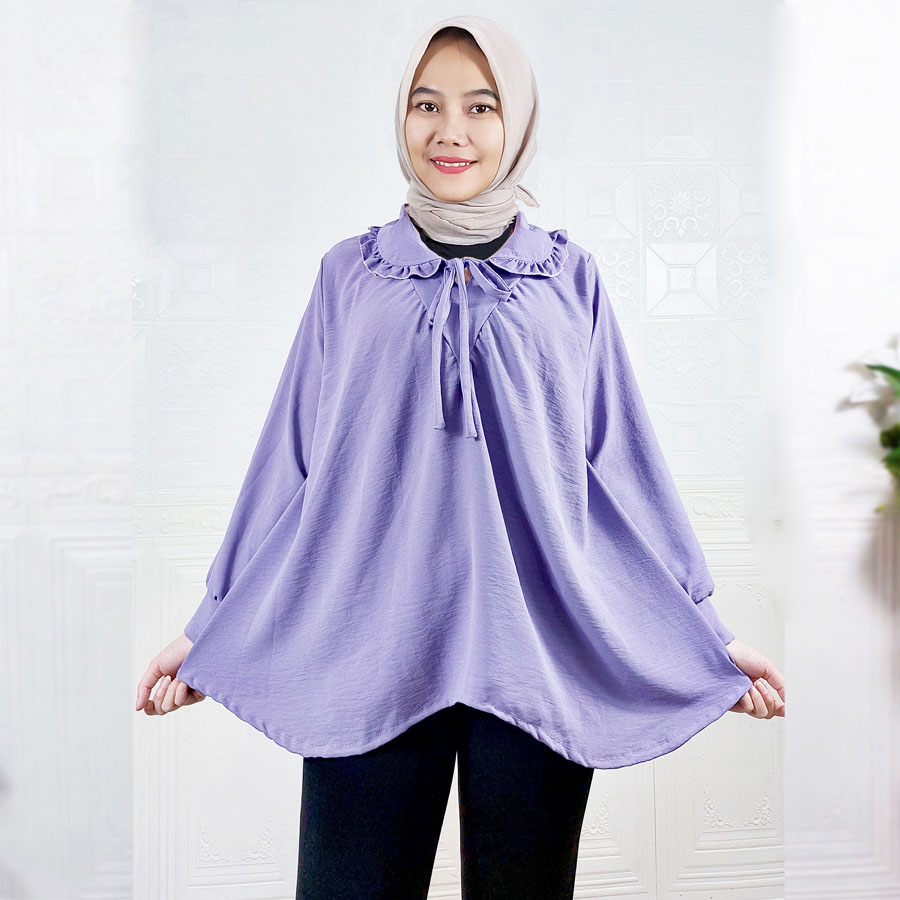 MEESA BLOUSE BAHAN CRINGKLE LENGAN PANJANG KEMEJA WANITA GL FASHION