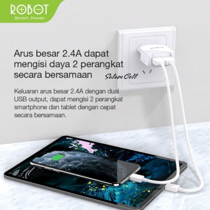 Charger Robot RT-K6 2,4A Dual Output 1Kotak Isi 20pcs Original Garansi Resmi