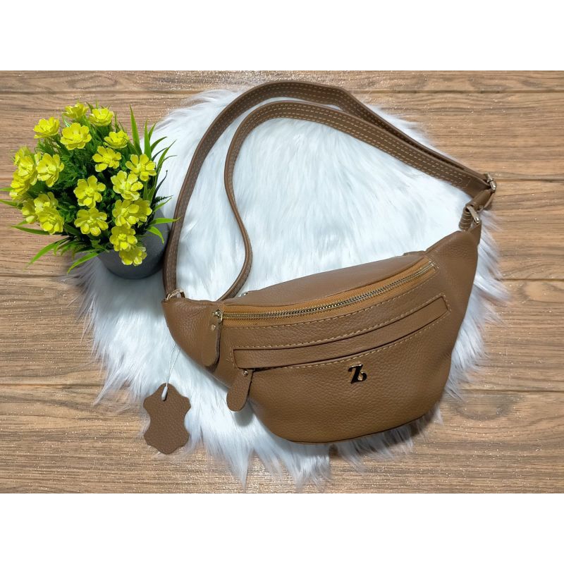 Weistbag tas pinggang pria wanita bahan kulit sapi asli