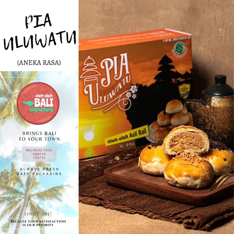 

Pia Uluwatu Cokelat / Pia Keju / Pia Kacang Crunchy / Pia Abon Ayam / Pia Kacang Hijau Pandan