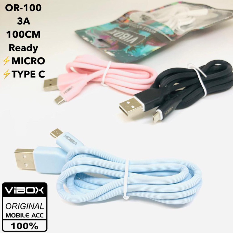 KABEL DATA FAST CHARGING VIBOX OR-100 3A 100CM FOR ANDROID SMARTPHONE MICRO TYPE C Promo Sen