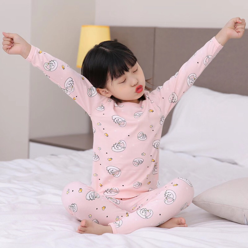 Baju Tidur Piyama Anak Premium Set ANGSA Bahan Katun Piyama Anak Gambar Lucu Baju Tidur Anak Bahan Katun