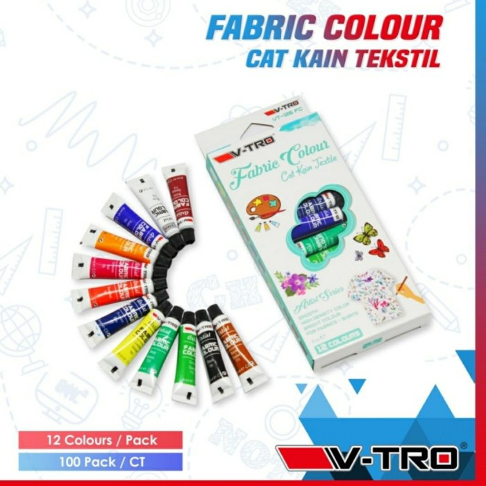 

V-Tro Fabric Colour 12 Colours @6ml / Cat Kain Textile V-Tro 12 Warna @6ml