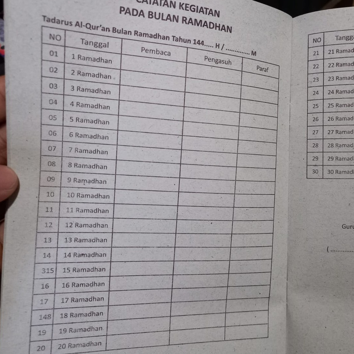 Buku Kegiatan Bulan Ramadhan