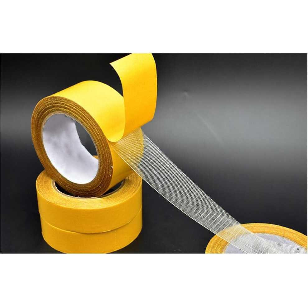 ( JI ) Double tape kuning kain / Double-sided Cloth Duct Tape Super Kuat Tahan Air