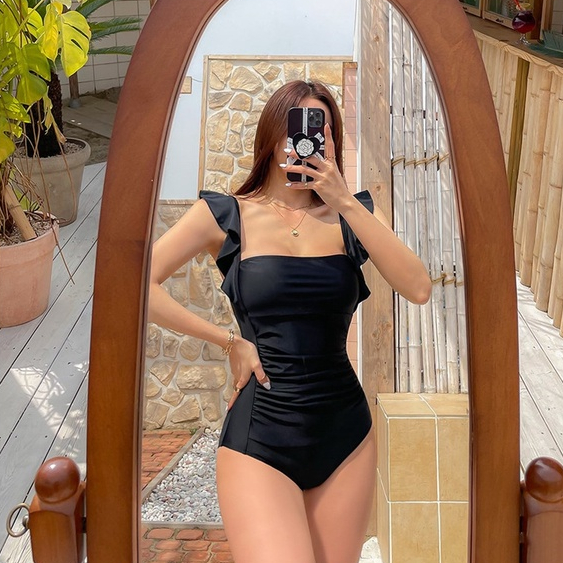 【AMY J】Solid color Siamese Bathing Swimwear 7017