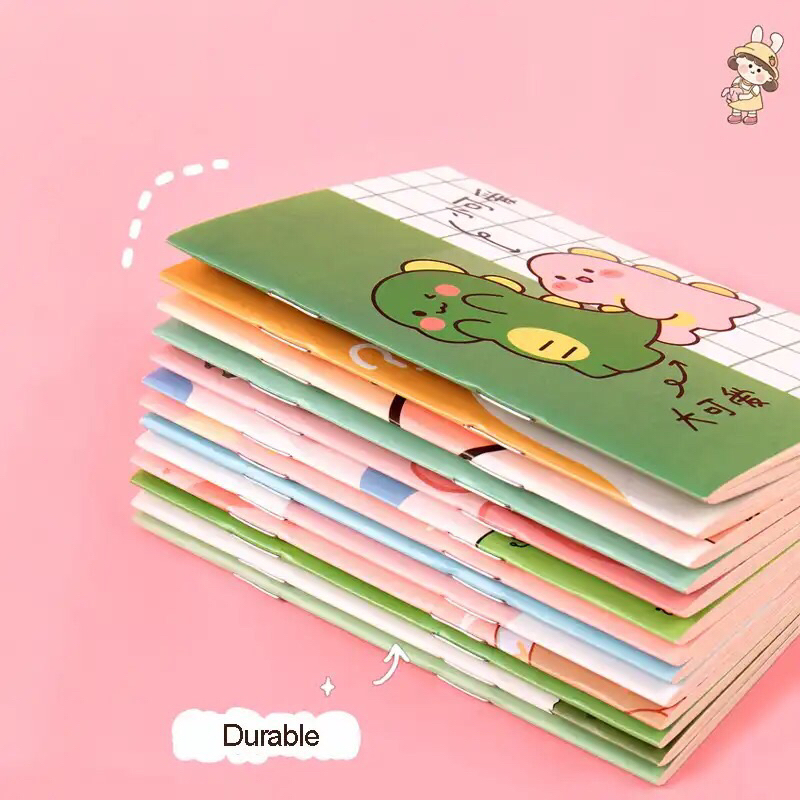 READY STOCK BISA COD - NOTEBOOK SAKU KERTAS TIPIS LEMBAR A7 BUKU TULIS CATATAN NOTEBOOK DIARY KAWAII LUCU KARAKTER KARTUN HEWAN IMUT GAYA ANAK PEREMPUAN DESAIN REMAJA CEWEK KOREA HARD COVER SAMPUL UNIK FANCY JURNAL SCRAPBOOK MURAH VIRAL BERGARIS PINK