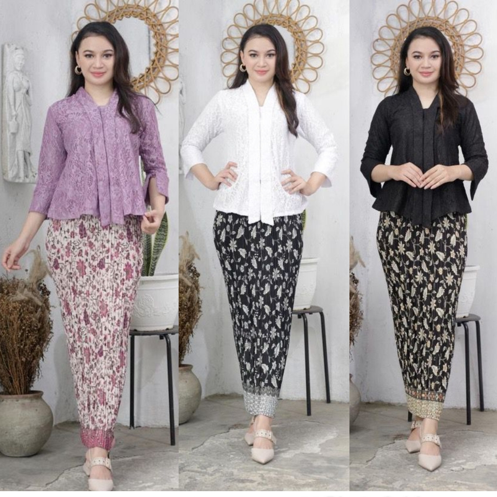 Adinda - SET KEBAYA BROKAT FLOY DEWI SINTA / SETELAN KEBAYA KUTUBARU FLOY BROKAT MODERN / KEBAYA KUT