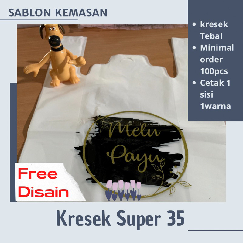 Sablon Kresek super 35x50 sablon per 100pcs sablon kresek singlet sablon kemasan