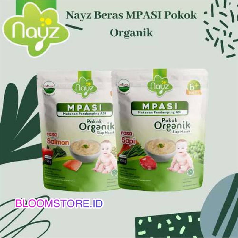 NAYZ Bubur Beras Pokok Baby Homemade Tim Organik Organic Rasa Sapi Salmon MPASI Bayi 6+ 6 6Bulan Bulan Enak 150g 150gr 150gram 150 g gr gram Halal Murah Original Cereal Nays Nay'z Penambah Nafsu Napsu Makan Berat Badan Anti GTM Siap Masak Nays