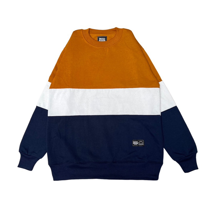 Sweater Crewneck 3D Kubus Putih Navy Sweater Pria Wanita