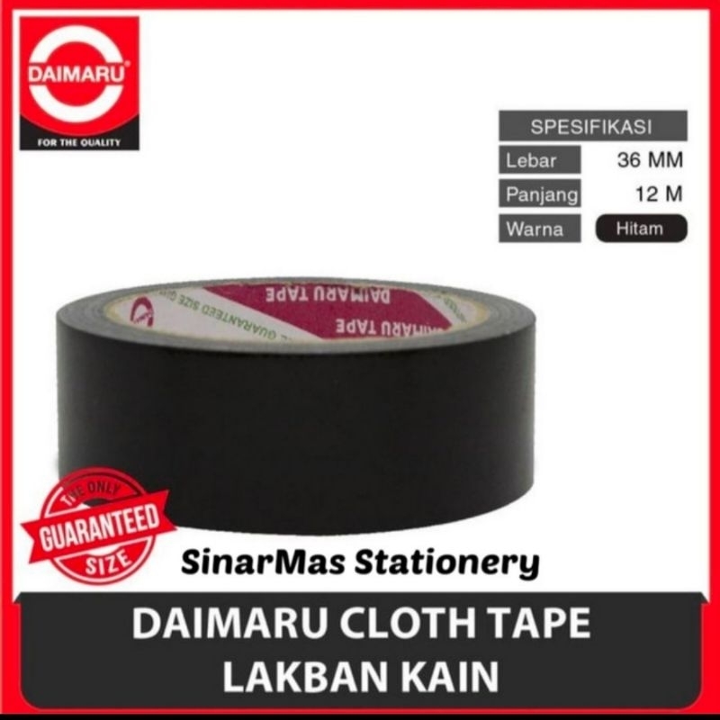 Lakban Hitam 1,5 inch Daimaru - Cloth Tape Hitam 1,5 inch Daimaru - Lakban Kain 1,5 inch Daimaru - I