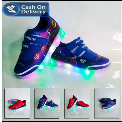 SEPATU LED ANAK LAKI ALI MOTIF AVENGERS / SEPATU LAMPU ANAK