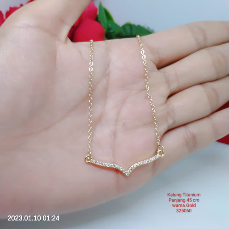 Kalung Titanium Premium Perhiasan Aksesoris Lapis Emas Termurah Terlaris Anti Karat Anti Luntur