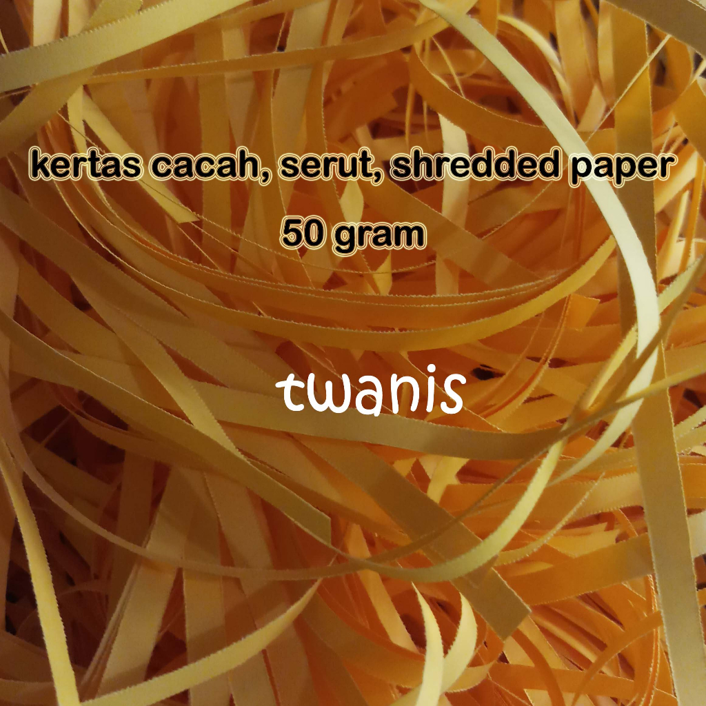 

Kertas Cacah Serut Shredded Paper Alas Hampers Warna Kuning tua isi 50 gram khusus Jogja kirim instan