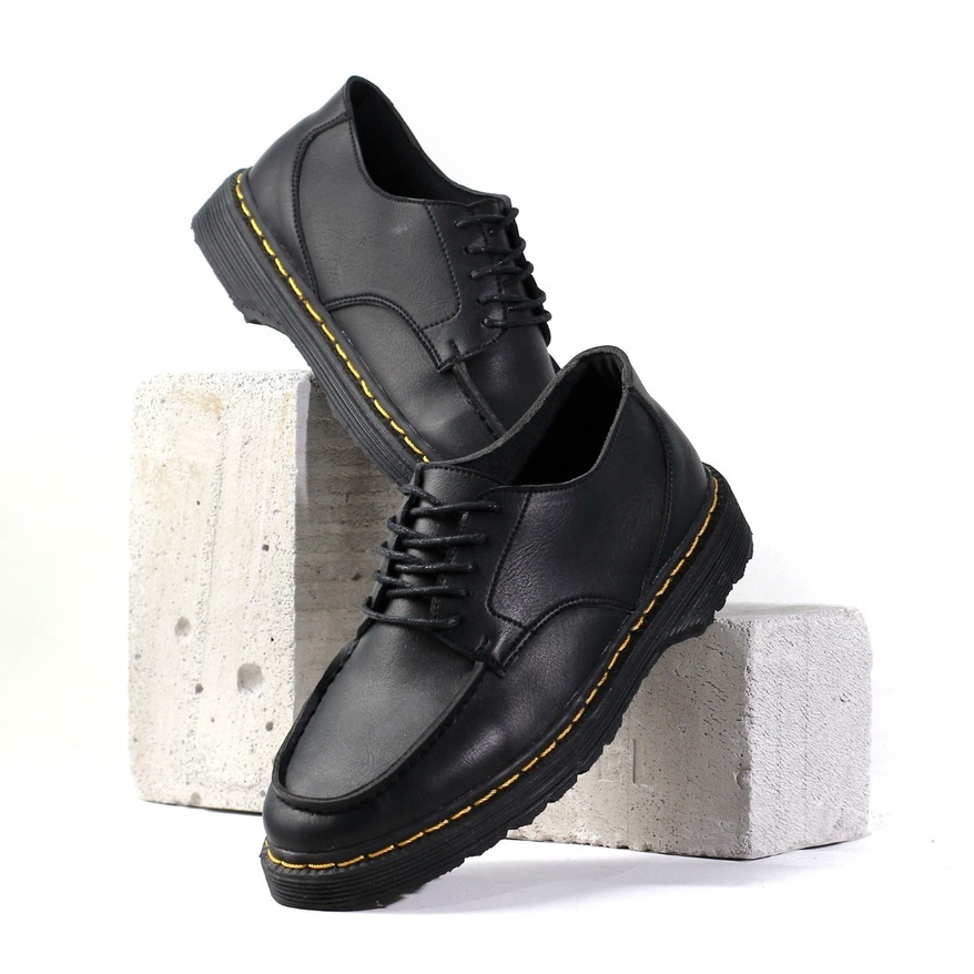 PRIME BLACK - Sepatu Pantofel Pria Low Boots Docmart Dokmart Casual Kulit Kerja Kuliah Dokmar