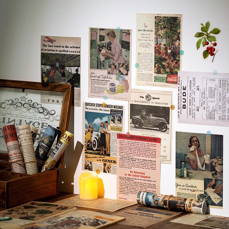 5 lembar sharing Vintage Poster Cake Recipe ads secenery Wall Decor retro paper kertas Dekorasi hias