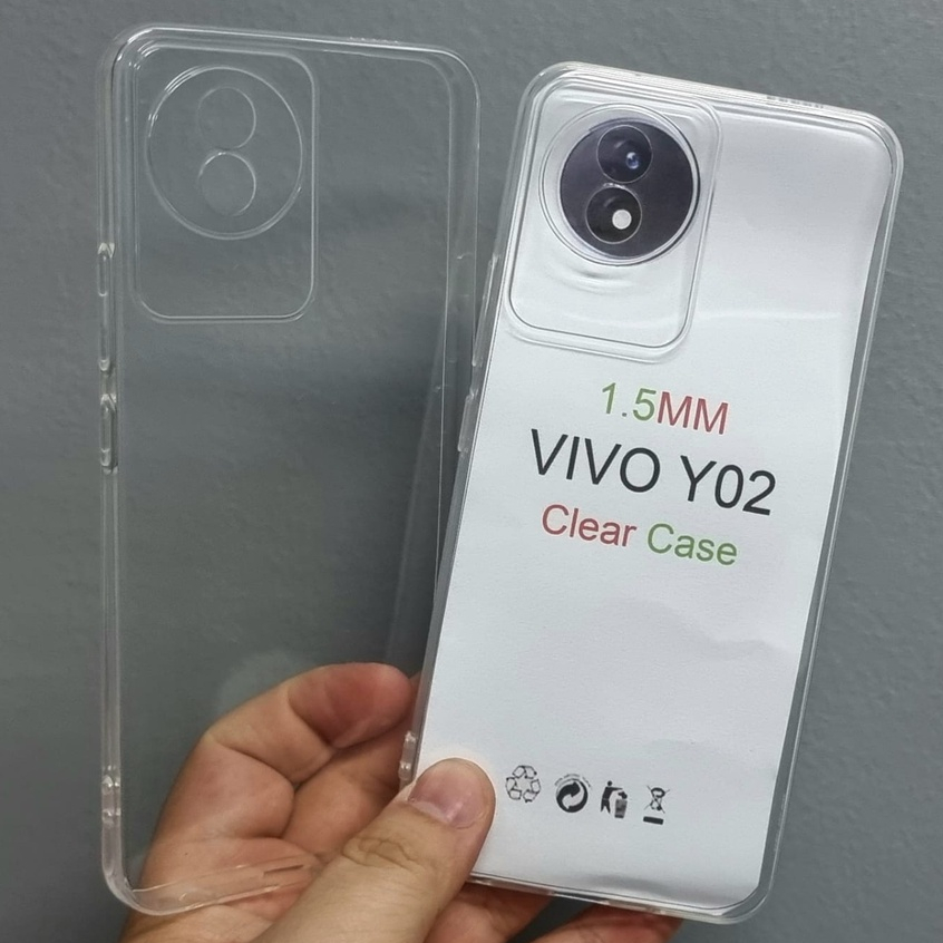 TEBAL!! Softcase SIMPLE Bening TPU VIVO Y02 Y02T Y01 Y02s Y75 Y16 Y22 Y35 T1 PRO Y15 Y15s Y17 Y12 Y12i Y12s Y19 Y11 Silicone Clear Heavy Case Soft Thick HD Casing Glossy Murah Tapi Bagus CAMERA Putih Transparant Transparent Kondom Karet Plastik 4G 5G S i