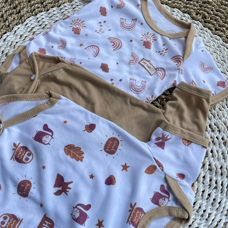 PROMO 7.7 3Pcs Jumper Bayi Bodysuit Motif Full Sablon Jumper Bayi Newborn DNW BABY