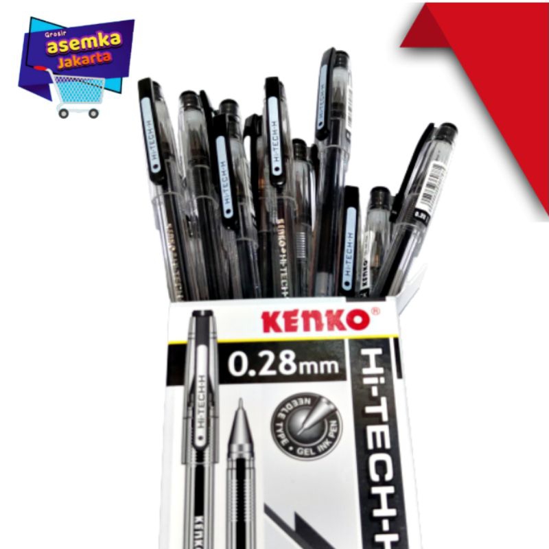 Bolpen Pulpen Gel Kenko 0,28mm Hi-Tech-H Pen Gel Berkualitas 12pcs