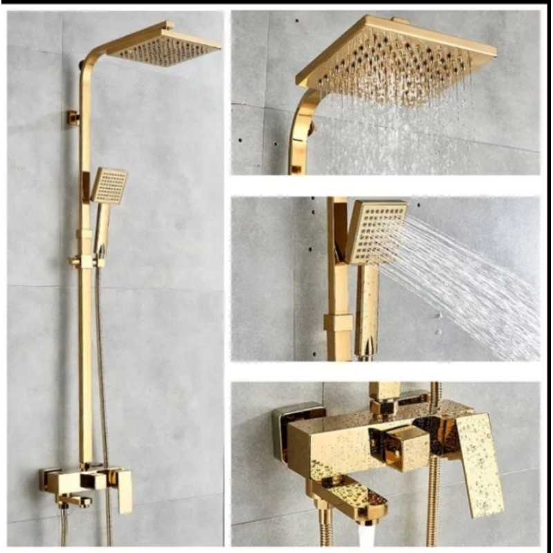 Shower Coulomn GOLD mengkilap Stainless Sus 304 shower Tiang wall shower Bathub