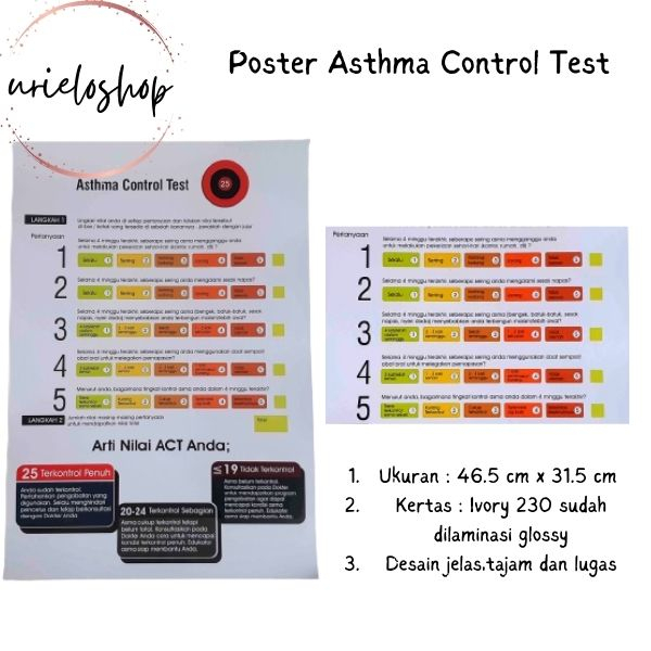 

Poster ACT Asthma Control Test Ukuran 46.5 cm x 31.5 cm - Poster Asma Kontrol Tes - Poster ACT Untuk Sakit Asma Kontrol Mingguan Dengan Mudah