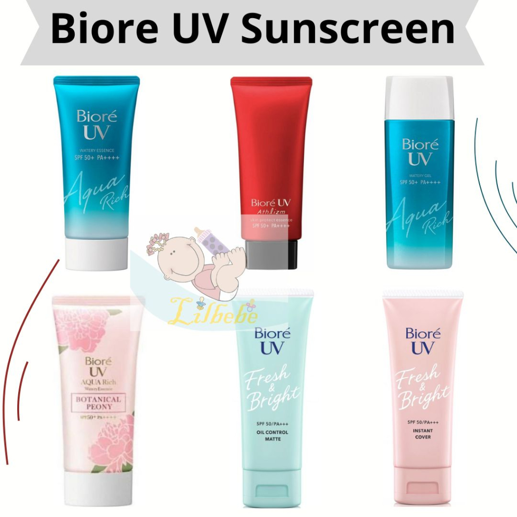 BPOM - Sunscreen Biore UV Aqua Rich Watery Essence / Fresh &amp; Bright / Botanical Peony / Gel / Athlizm SPF 50+/PA++++