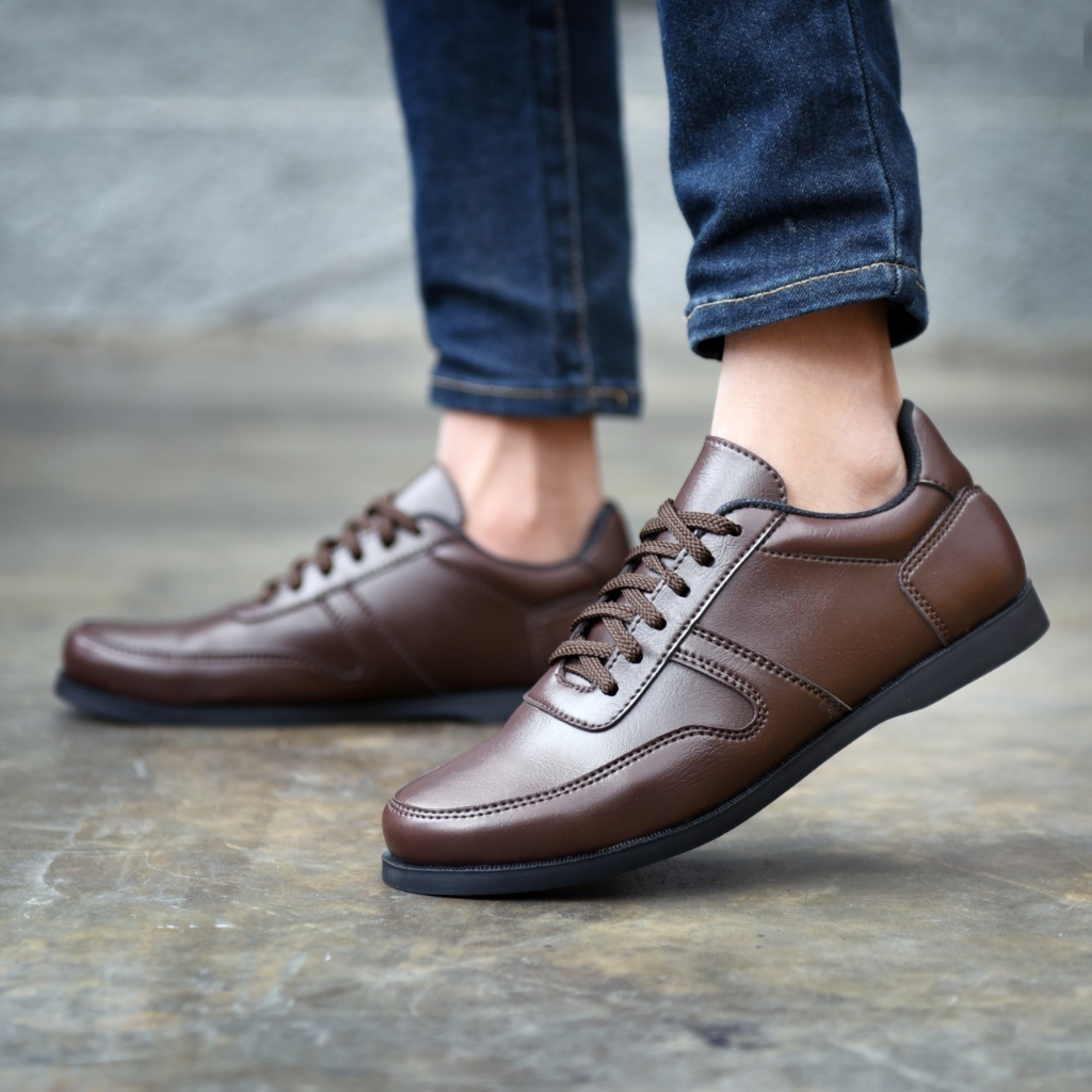 RIONZ PEDRI SERIES - SepatuFormal Pantofel Pria Resmi Formal Tali Hitam Coklat Kulit PU Original Brown Black Kantor Kuliah Casual Gereja Pesta Kondangan Nikahan Kerja Perkantoran PNS Guru Gaya Trendy Kekinian Terlaris Murah