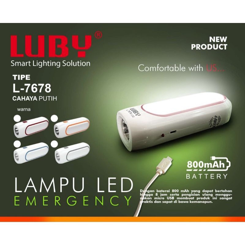 Lampu Emergency+Senter Luby L-7678 5watt Tahan Hingga 8 Jam