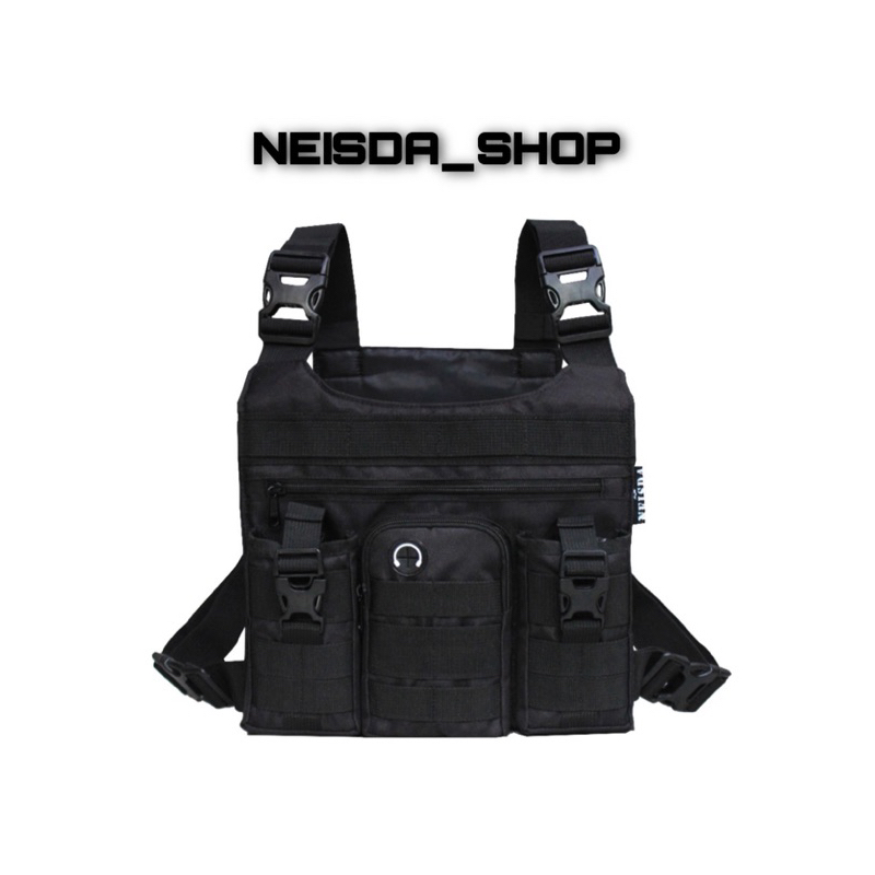 tas dada premium black chest bag chest rig