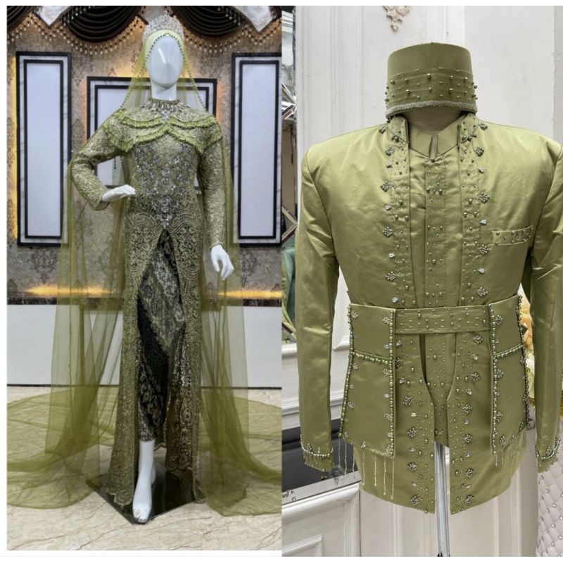 KEBAYA AKAD COUPLE FULL PAYET BUSTIER BEREKOR MEWAH//BASOFI HIGHT QUALITY//KEBAYA COUPLE