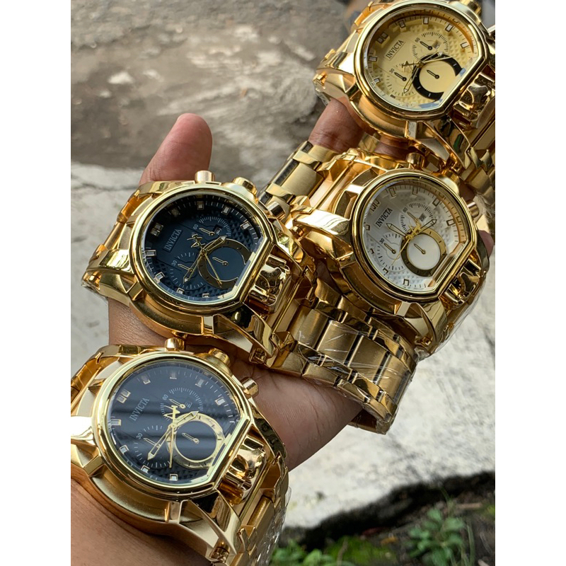Jam Tangan Pria INVICTA BESAR DIAMETER 5,4 cm FULL GOLD